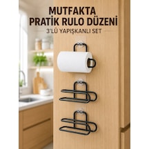 3 Lü Yapışkanlı Wc Kağıtlığı Siyah Rulo Tutucu Banyo Ve Mutfak Kullanımı Renkli