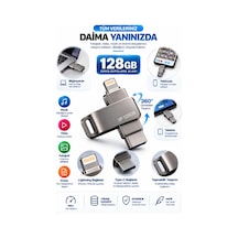 Erstelefon Tablet Ve Bilgisayar Uyumlu 128gb Lightning Type C Çoklu Girişli Usb Bellek