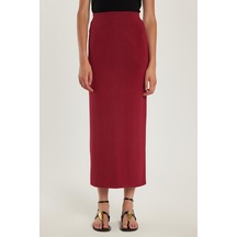 Tudors Kadın Standart Fit Modal Kumaş Bordo Maxi Boy Etek-33360 Bordo