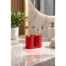 Modern Banyo Organizeri Ve Çok Amaçlı Diş Fırçası Tutucu Kırmızı