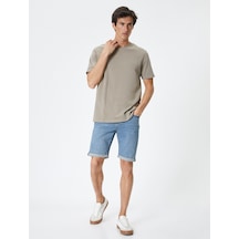 Koton Kot Şort Slim Fit Düğmeli Cepli Katlı Paça Açık İndigo 4sam40312nd Açık İndigo