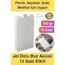 12 Saat Süreli 560 Gr Jel Dolu Buz Aküsü Plastik Soğuk Zincir Gıda Yiyecek Uzun Süre Koruma 10 Adet Çok Renkli