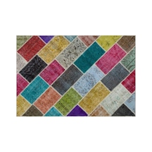 El Dokuması Patchwork Vintage Yün-pamuk Multi Naturel Halı 33231 160 X 230 Cm Çok Renkli