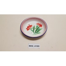 Kırmızı Çiçekli Çinko-emaye Tabak R 15 Cm Beg 4190
