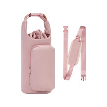 Ayarlanabilir Omuz Askılı Yalıtımlı Su Şişesi Çantası Pembe