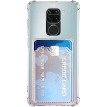 Kvy Xiaomi Redmi Note 9 Kamera Korumalı Kartlıklı Setra Şeffaf Silikon Kılıf