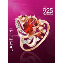 Lamponi 925 Ayar Gümüş, 585 Ayar Altın, Nar Ve Firinitli Mücevher Yüzüğü 223542840 Beyaz