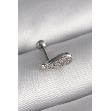 316l Çelik Gümüş Renk Zirkon Taşlı Kanat Tragus Piercing 5886 Çok Renkli