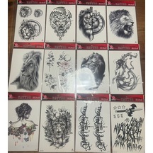 Airbrush Tattoo Büyük Boy Yapıştırma Geçici Dövme Seti 12'li Seri8