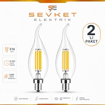 6w E14 Şeffaf Günışığı Kıvrık Mum Rustik Led Ampul 2 Adet