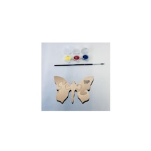 Masif Ahşap Puzzle Çocuklar İçin Boyanabilir Kelebek Boya Setli