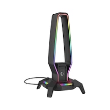 Rampage Rm-h27 Igrıs Kulaklık İçin Stand Rgb Işıklı 3 Usb 1 Type-c Siy