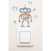 Priz Sevimli Robot Çocuk Odası Dekoratif Priz Sticker