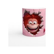 Pembe Kalpli Duvarı Yırtan Neşeli Orangutan Temalı Baskılı Kupa Bardak Renkli