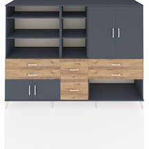 Hyperion Dolap 10 Raflı 6 Çekmeceli 4 Kapaklı 220x44x163 Antrasit Antrasit-antrasit/çam