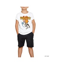 Fairy Tail Happy Natsu Beyaz Çocuk Tişört Siyah