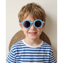 Cg Kids Mavi Oval Çerceveli Unisex Güneş Gözlüğü / Gözlük Kutusu Dahil