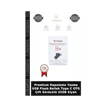 Premium Depolama Yazma Usb Flash Bellek Type C Otg Çift Sürücülü 32gb Siyah