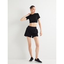 Koton Spor Crop Tişört Slim Fit Kısa Kollu Bisiklet Yaka Siyah 4sak10189nk 4SAK10189NK999 Siyah