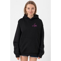 Blackpink Lisa Signature Siyah Kadın 3ip Kapşonlu Siyah