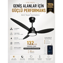132 Cm Akıllı Tavan Vantilatörü Kumandalı & App Kontrollü 6 Kademeli Sessiz Led Tavan Fanı 3 Işık Modlu Yaz/kış Modu