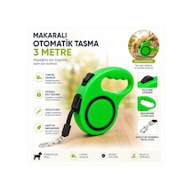 Makaralı Otomatik Köpek Gezdirme Tasması 3 Metre Yeşil Kilitlemeli Ergonomik Çok Renkli