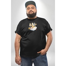 Angemiel Astronot Kitap Füze Saat Ampül Büyüteç Siyah Büyük Beden Erkek Kadın Unisex Basic Ön Baskılı Tişört Siyah