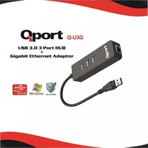 QPORT Q-U3G 10/100/1000 USB3.0 3PORT USB ÇOK  USB ETHERNET