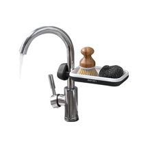 Xiyyadms Küçük Mutfak/banyo Su Arıtıcı Kolu İçin Siyah Abs Materyalli, 360 Derece Döner, Su Akıtma Delikli, Montajsız İki Katlı Depolama Rafı 16-27mm Boru Uyumlu Siyah