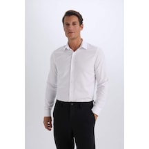 DeFacto Slim Fit Dar Kesim Polo Yaka Kolay Ütülenen Oxford Basic Düz Uzun Kollu Gömlek R4340AZ25SPWT36