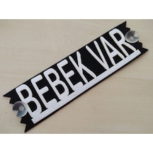 Dekor Plaka - Bebek Var Yazısı Beyaz 27x8cm Vantuzlu Keçe Süs