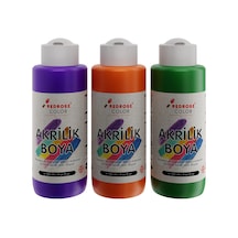 Yeşil, Mor, Turuncu Akrilik Boya 3&apos Lü Set 3x120 Ml