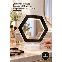 3 Adet Ledli Sihirli Ayna Çerçeveli Makyaj Aynası, Led Mirror, Magic Mirror 23 22 Cm Sarı
