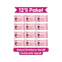 3’ü 1 Arada Makyaj Temizleme Mendili 240 Yaprak (12x20) - Yüz Göz & Dudak İçin, Yumuşak Dokulu