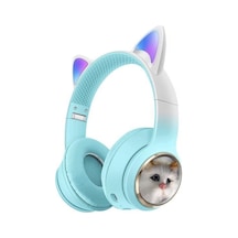 Hd11 Sevimli Kedi Karükatür Kulak Led Işıklı 5.3 Bluetooth Kulak Üstü Kulaklık