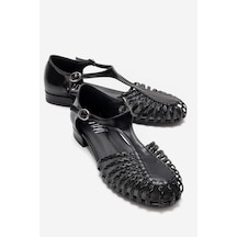 Luvishoes Onos Siyah Örgü Detaylı Kadın Sandalet Siyah Luvishoes Onos Siyah Örgü Detaylı Kadın Sandalet Siyah