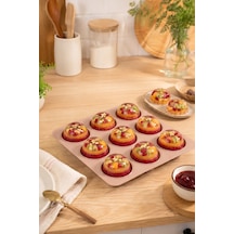 Porsima 30017-1 Silikon 9lu Muffin Kalıbı Köstebek Kek Kalıbı Krem 24,5cm