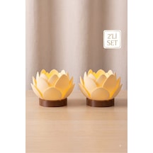 2'li Lotus Led Mum Dekoratif Gece Lambası Ve Huzur Işığı Beyaz