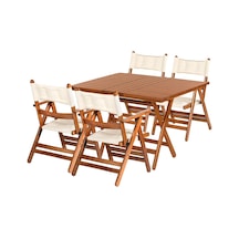 Marmaris Minderli Ahşap Bahçe Takımı: 80X120 Masa + 4 Sandalye