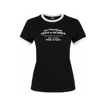Trender Linda O Yaka Relaxed Fit Siyah - Beyaz Kadın T-shirt 26ydt1000016