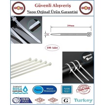 Cırt Kelepçe - Kablo Bağı - 3.6x200mm Beyaz - 100 Adet