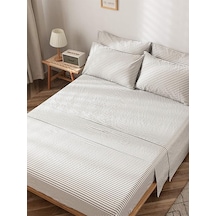 120 Cm X 200 Cm Çizgili Dokuma Kumaş Lastikli Fitted Çarşaf Takımı