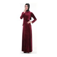 Nidya Moda Büyük Beden Elbise-4044B Bordo