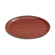 Ahşap Desenli Kaymaz Kaydırmaz Yuvarlak Tepsi 38 CM