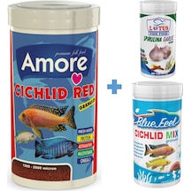 Cichlid Red 1L Ciklet Mix 250ml Spirulina Garlic 100ml Balık Yemi