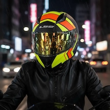 Ls2 Rapıd 2 Extra Sarı Vizör + Şeffaf Vizör Kask Mat Neon Sarı Mavi