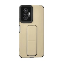 Jenerik Xiaomi Redmi Note 10 Pro Kılıf Mega Standlı Silikon - Gold