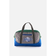 İcone Bag Baskılı Spor Çanta, Cepli Spor Çanta, Fermuarlı Detaylı Çocuk Spor Çanta, Gri - Yeşil