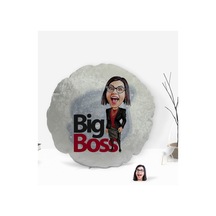 Kişiye Özel Kadın Big Boss Karikatürlü Yuvarlak Dekoratif Kırlent (505548807)