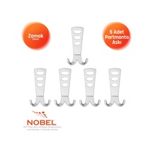 Seylan Portmanto Askısı, Metal Vestiyer Askısı, Krom, Duvar Ve Dolap Askılığı 5'li Set Vidalı